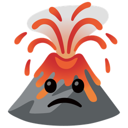 Volcano and Slightly frowning face
