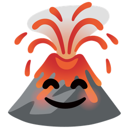Volcano and Smiling face with smiling eyes