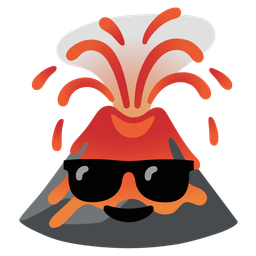 Volcano and Smiling face with sunglasses