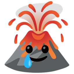 Volcano and Smiling face with tear