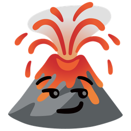 Volcano and Smirking face