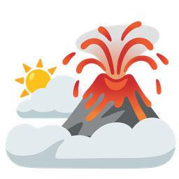 Volcano and Sun behind cloud