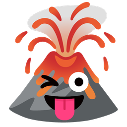 Volcano and Winking face with tongue