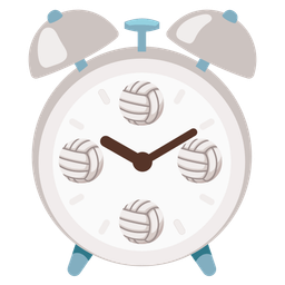 volleyball and alarm clock