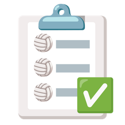volleyball and check mark button