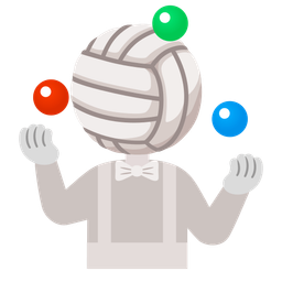volleyball and clown face