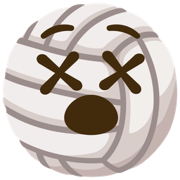 volleyball and face with crossed-out eyes