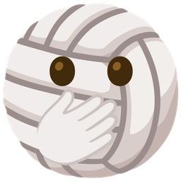 Volleyball and Face with open eyes and hand over mouth
