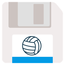 volleyball and floppy disk