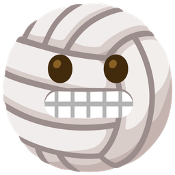volleyball and grimacing face
