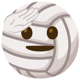 volleyball and saluting face