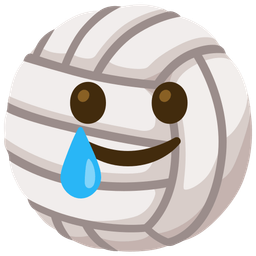 Volleyball and Smiling face with tear