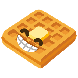 Waffle and Beaming face with smiling eyes