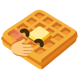 waffle and face with hand over mouth