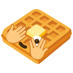 waffle and face with peeking eye