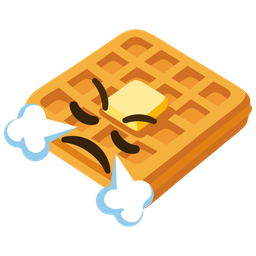 waffle and face with steam from nose