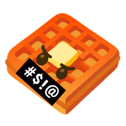 waffle and face with symbols on mouth
