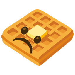 waffle and frowning face