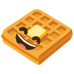 Waffle and Grinning face with smiling eyes