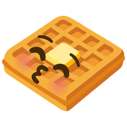 Waffle and Kissing face with closed eyes