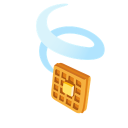 waffle and leaf fluttering in wind