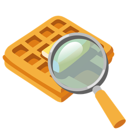 waffle and magnifying glass tilted right