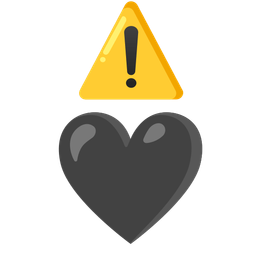 warning and black heart