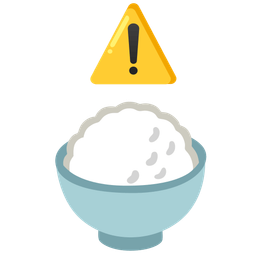 warning and cooked rice