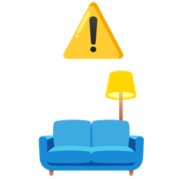 warning and couch and lamp