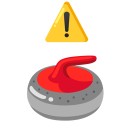 warning and curling stone