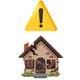 warning and derelict house