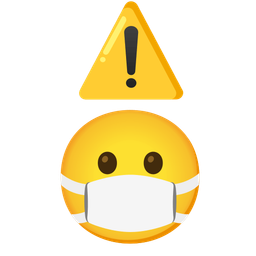 warning and face with medical mask