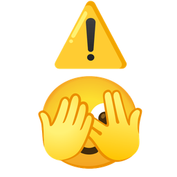 warning and face with peeking eye