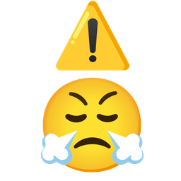 warning and face with steam from nose