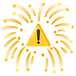 warning and fireworks