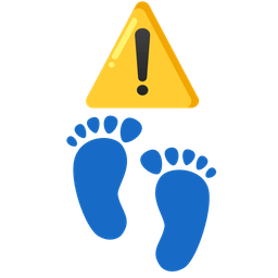 warning and footprints