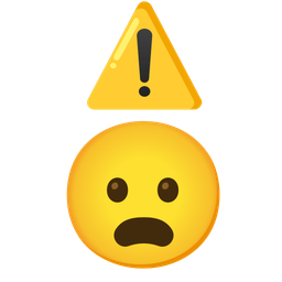 warning and frowning face with open mouth