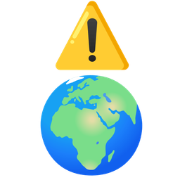 warning and globe showing Europe-Africa