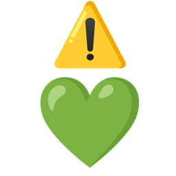 warning and green heart