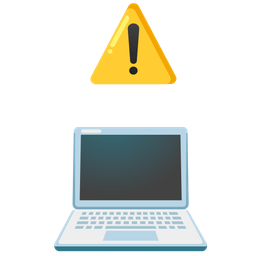 warning and laptop