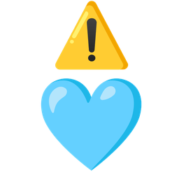 warning and light blue heart