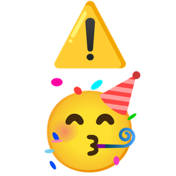 warning and partying face