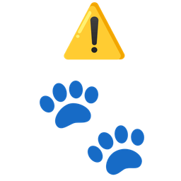 warning and paw prints