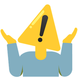 warning and person shrugging