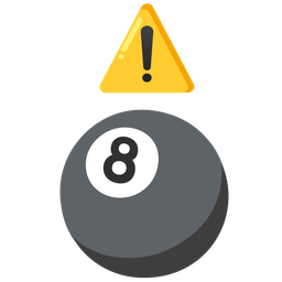warning and pool 8 ball
