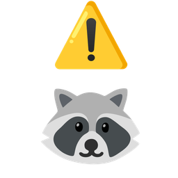 warning and raccoon