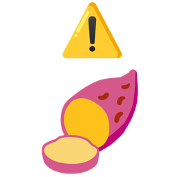 warning and roasted sweet potato