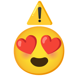 Warning and Smiling face with heart-eyes