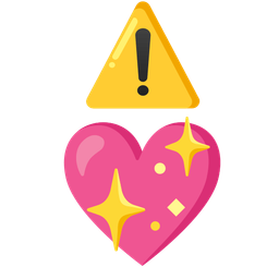 warning and sparkling heart