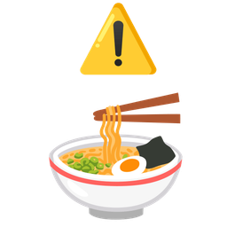 warning and steaming bowl